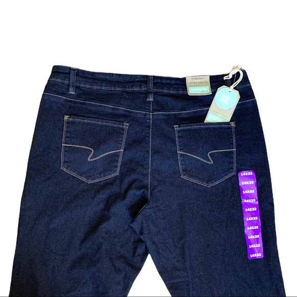 NWT Santana Straight Tummy Control Dark Wash Denim Blue Jeans PLUS 14 - Picture 5 of 6